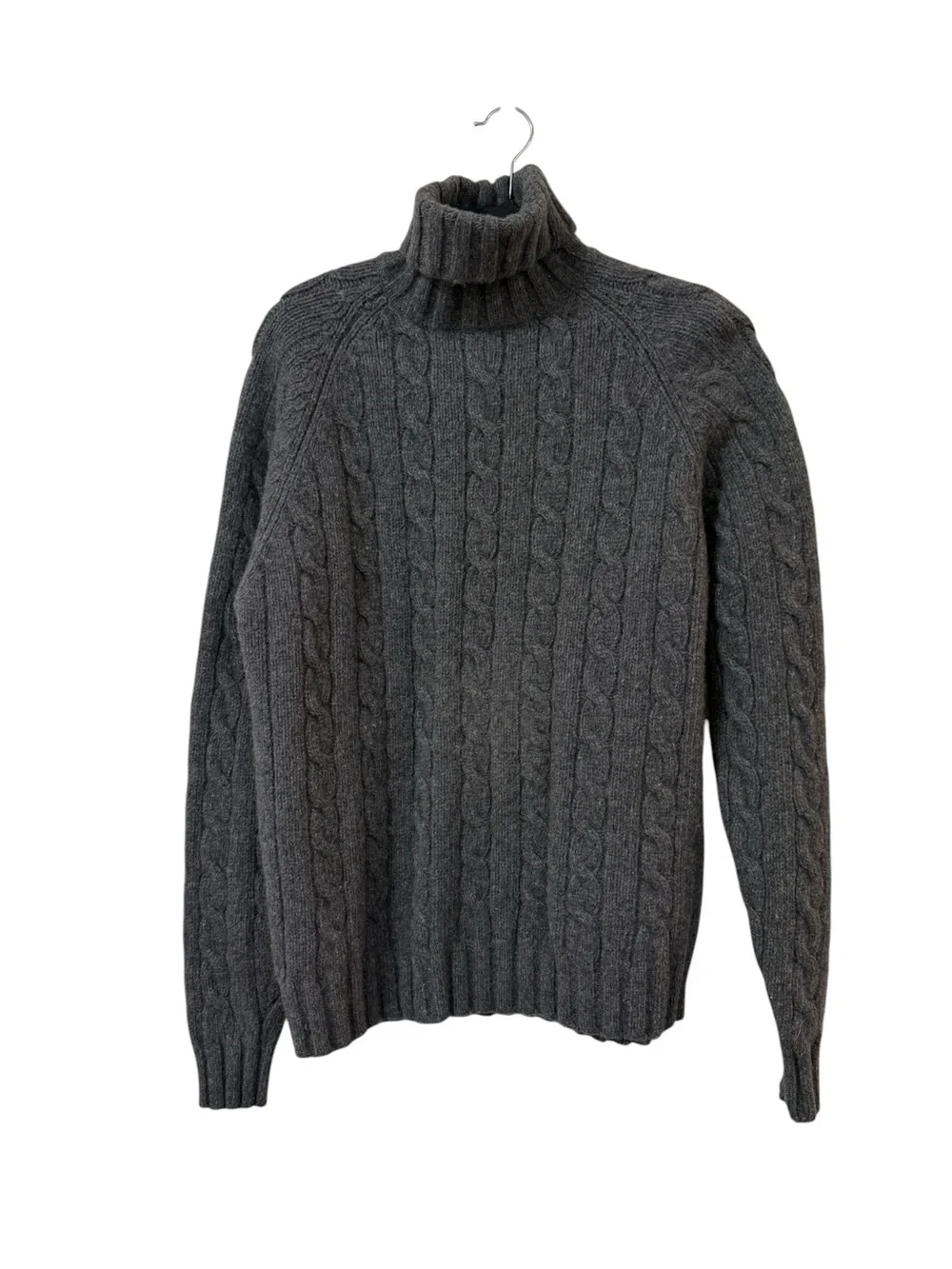 J.Crew men’s cable knit turtleneck sweater gray XL angora lambswool blend cozy